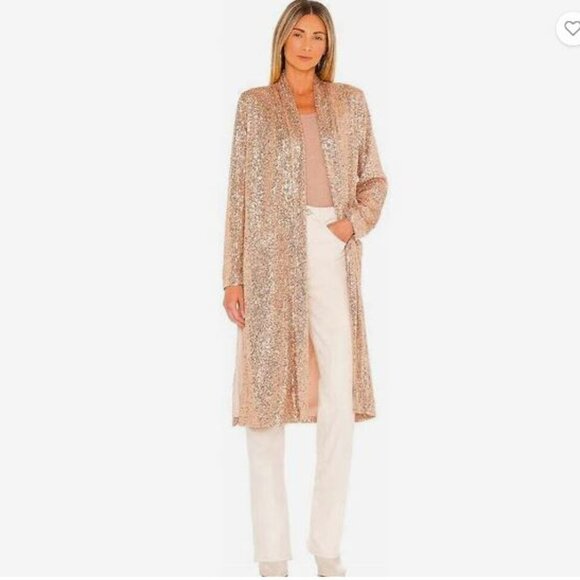 BB Dakota x Steve Madden Jackets & Blazers - BB Dakota x Steve Madden Rose Gold Sequin Duster Jacket — NWT, Adjustable Waist